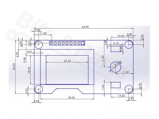 Display OLED 128x160 1,3 Inch I2C Wit met EC11 Rotary Encoder